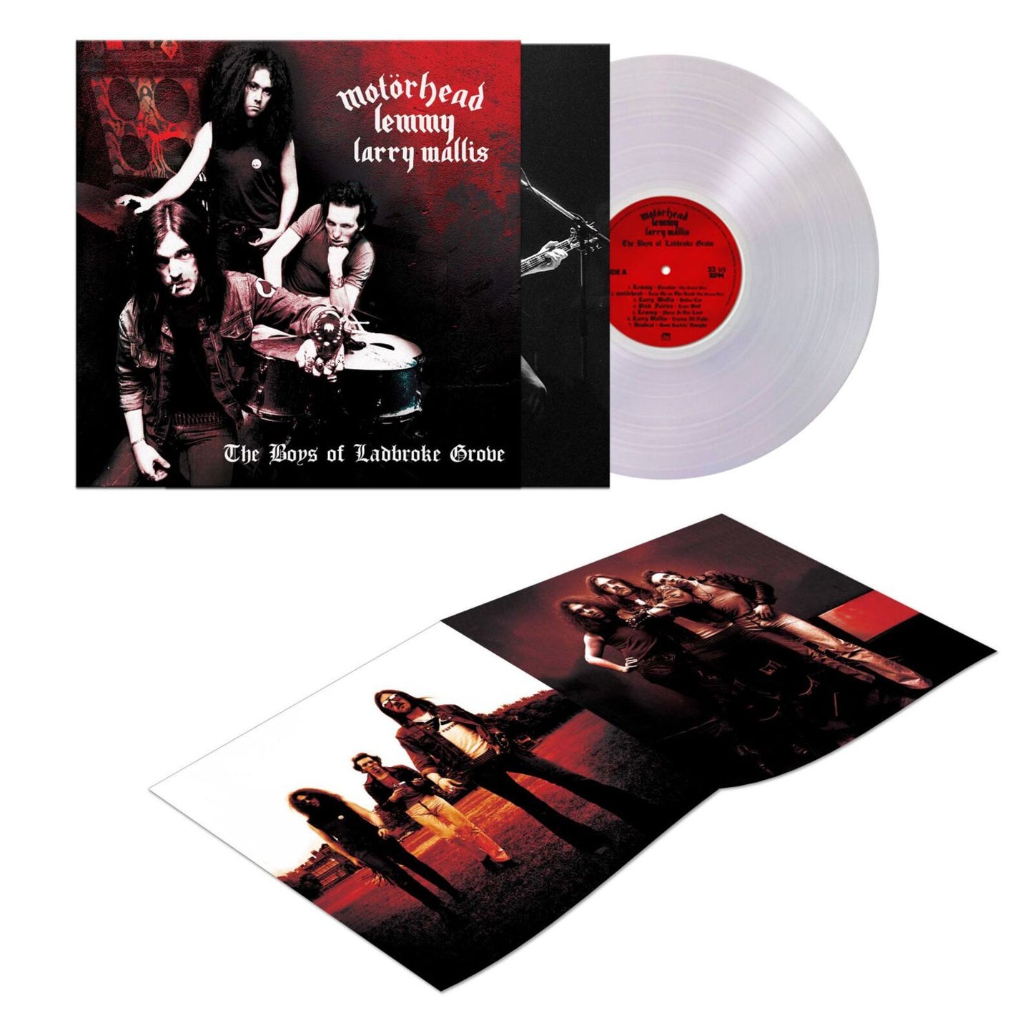 Motorhead vinyl record with band members and album artwork displayed.