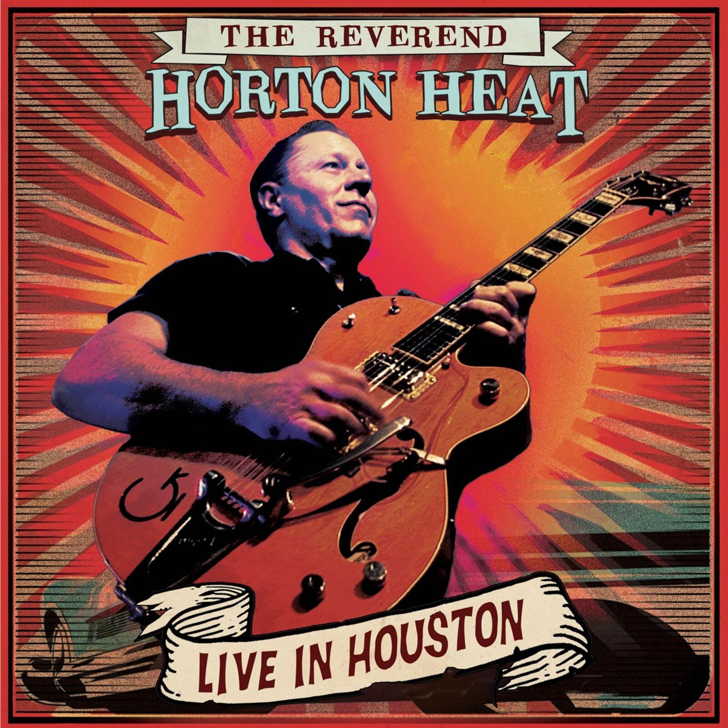 Reverend Horton Heat album cover featuring a man playing a guitar.