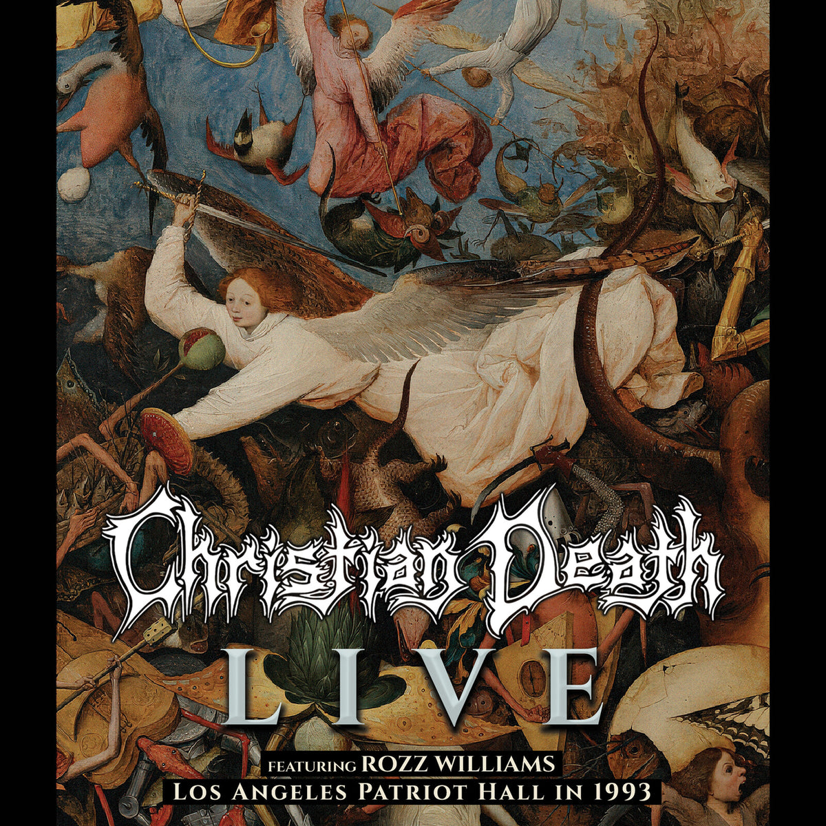 Blu-ray cover for Christian Death’s “Live At The Los Angeles Patriot” concert.