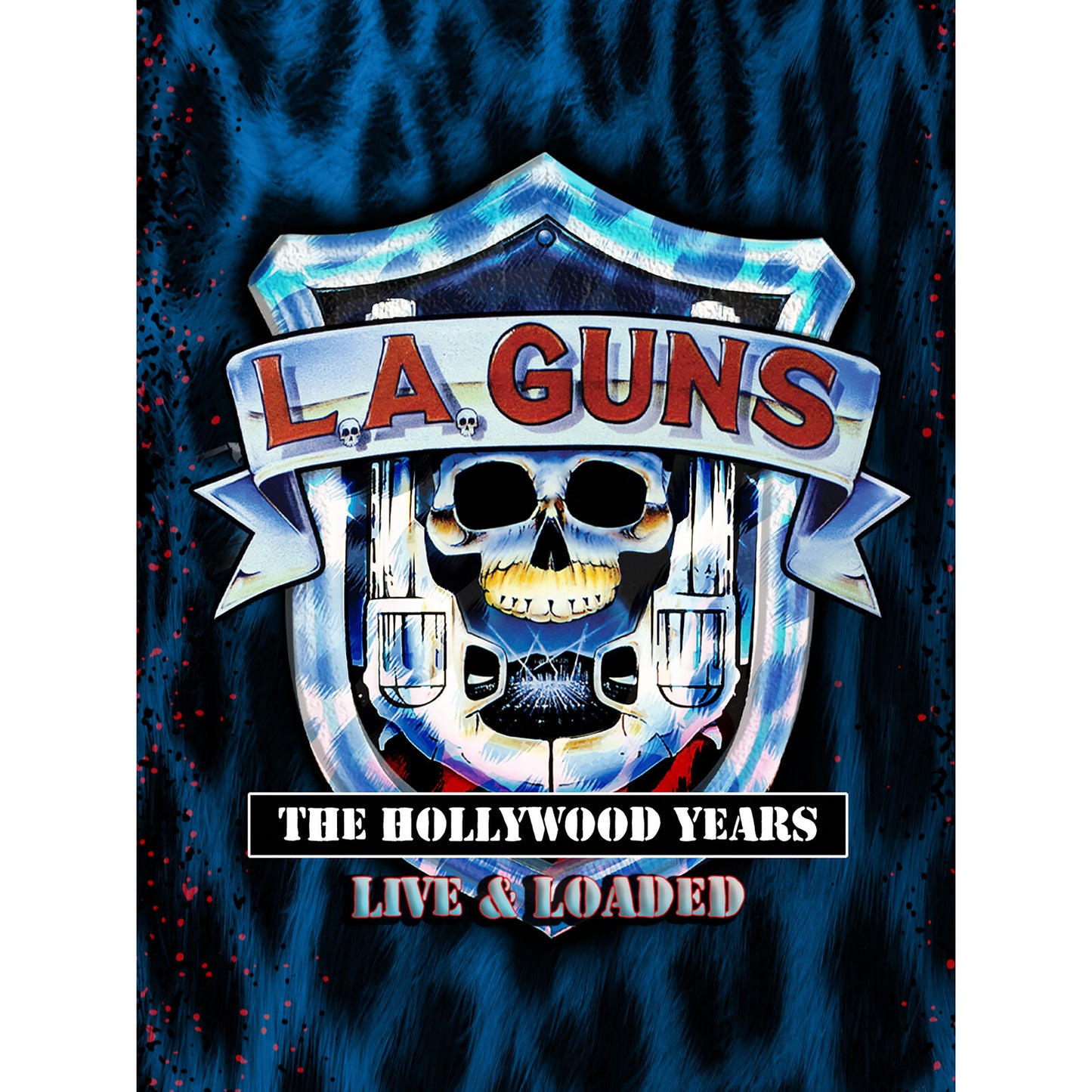 Blu-ray cover for L.A. Guns’ “The Hollywood Years” concert, skull graphic.