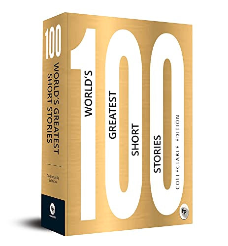 Gold book cover titled 100 World's Greatest Short Stories with large white number 100.