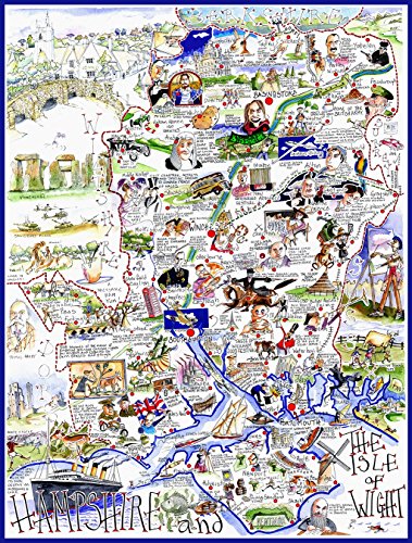 1000 Piece Puzzle For Adults - Comical Map Of Hampshire By Tim Bulmer - Large Puzzle 66cm X 50cm In Size. Challenging To Complete But Fun And Humorous