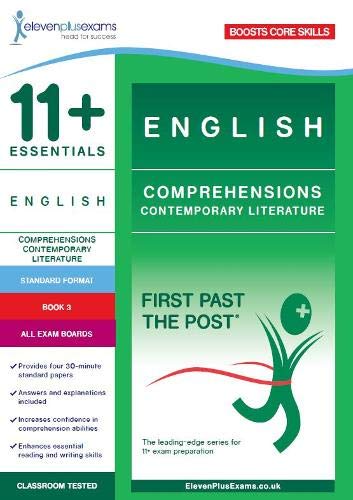 Front cover of 11+ Essentials English Comprehensions Contemporary Literature Book 3 study guide.