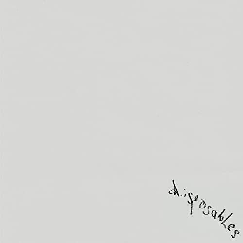 CD cover for “Disposables” by Max Syedtollan, mostly white with text.