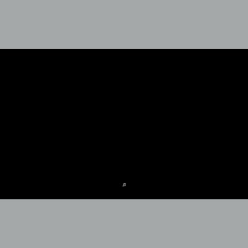 Black screen with a small white musical note in the lower right.