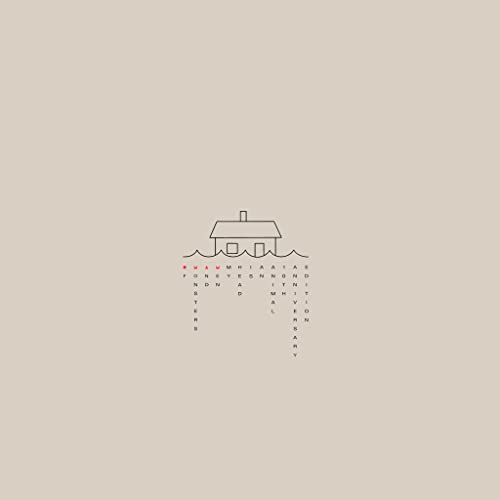 Minimalist album cover: a house submerged in waves of letters.