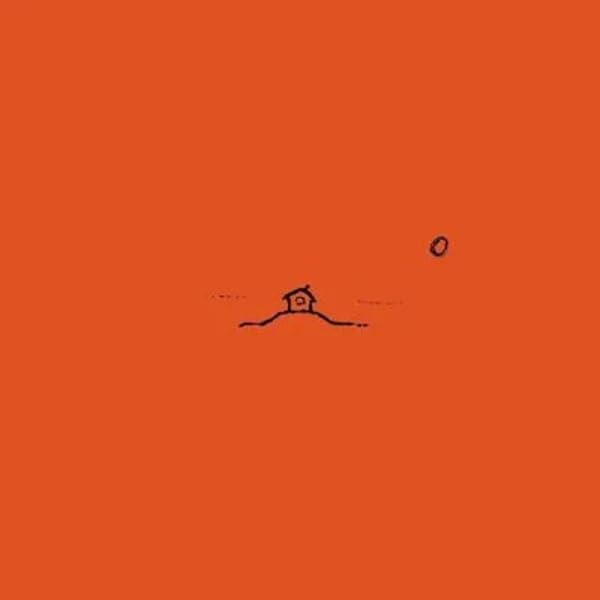 Orange album cover with a simple black line drawing of a house and sun.