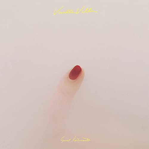 Pale pink album cover with a red oval and yellow text.