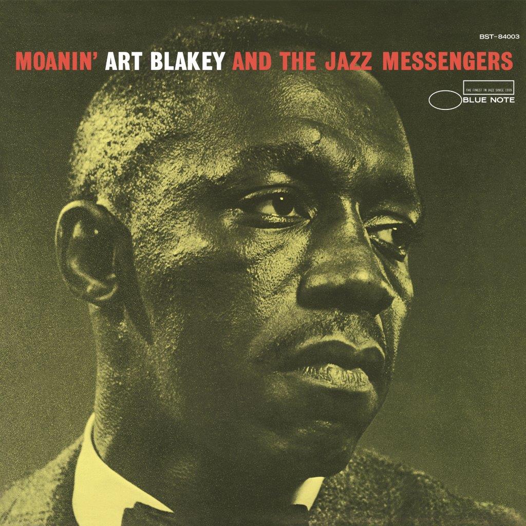 Album cover for Art Blakey & The Jazz Messengers’ “Moanin’”, featuring a portrait.
