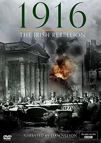 DVD cover for "1916: The Irish Rebellion" showing a burning building and soldiers.