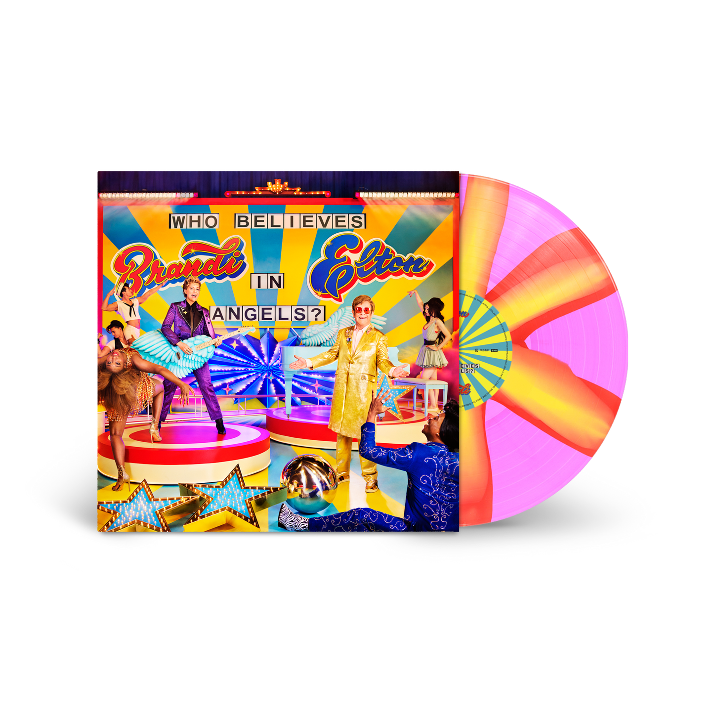 Vinyl record cover featuring Elton John and Brandi Carlile, with lyric booklet.