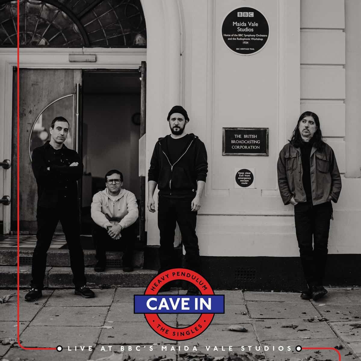 Black and white vinyl record cover featuring band Cave In and BBC logo.