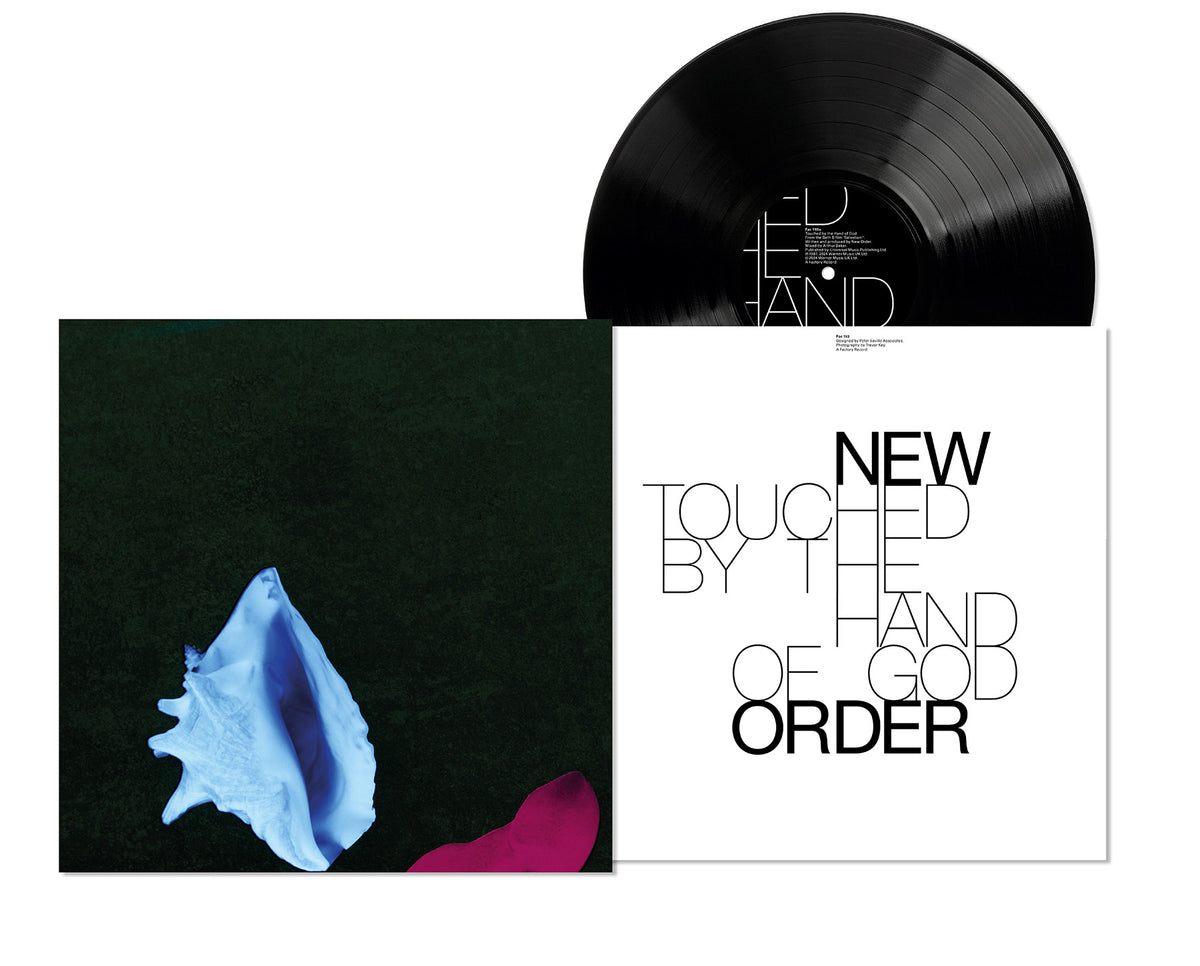New Orderās āTouched by the Hand of Godā vinyl record and album cover.