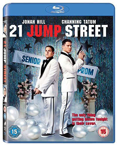 Jonah Hill and Channing Tatum in white tuxedos on the 21 Jump Street Blu-ray cover.