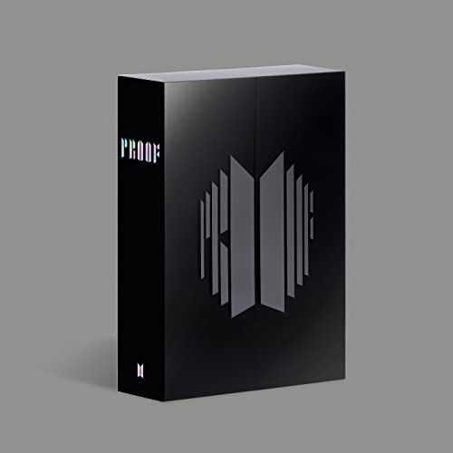 Black BTS “Proof” CD packaging with embossed geometric design.