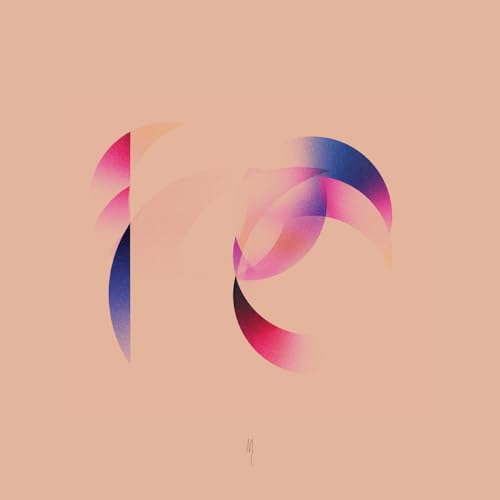 Abstract album cover with overlapping, colorful arcs on a peach background.