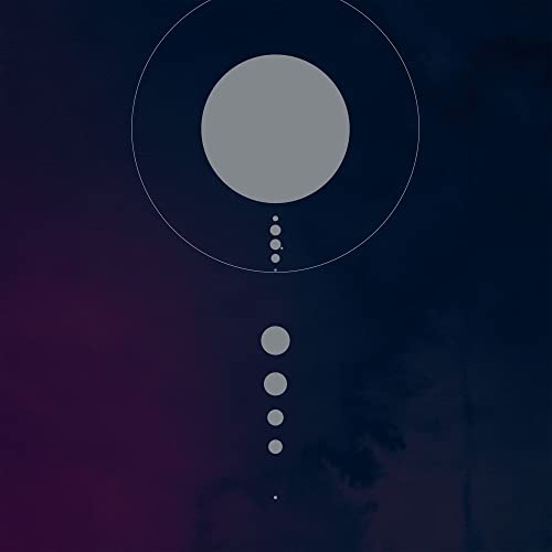 Dark blue album cover with a central white circle and descending dots.