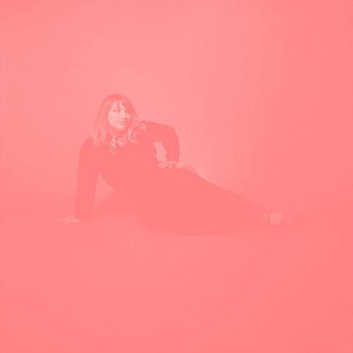 Pink portrait of a woman lying down, vinyl record cover.