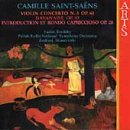 CD cover for Saint-Saëns’ Violin Concerto No. 3 featuring artwork of a figure.
