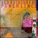 CD cover for Ned Rothenberg’s “Powerlines” with abstract yellow and purple design.