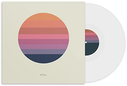 Vinyl record with orange and purple striped circle cover art.