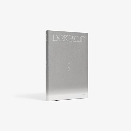 Enhypen “Dark Blood” CD case, gray with silver lettering and symbol.