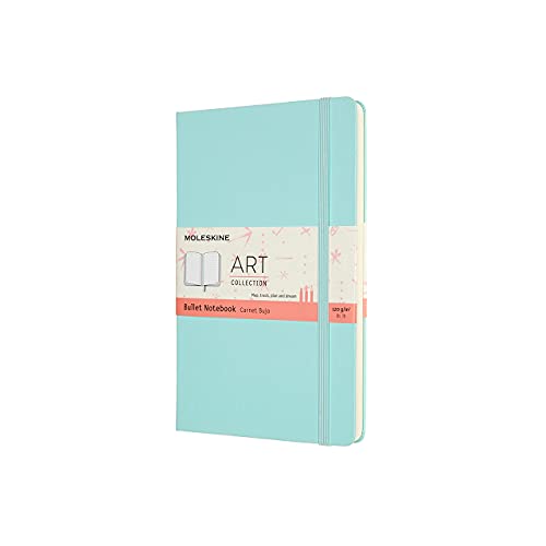 Moleskine, Bullet Notebook Art Collection, Sketch Pad, Drawing Notebook, Blank or Lined Pages, Hard Cover, Large Format 13x21 cm, Aquamarine Colour