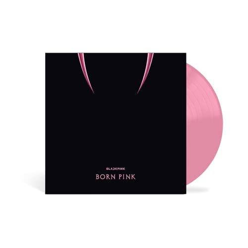 Blackpink “Born Pink” vinyl record with black cover and pink disc.