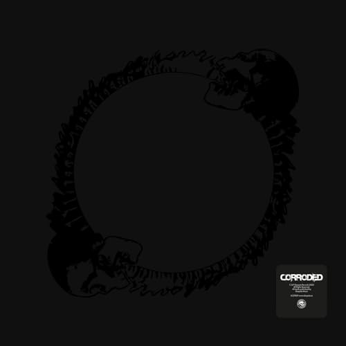 Black album cover with a circular skeletal design and band logo.