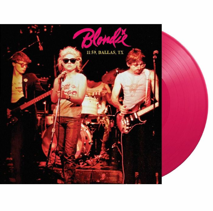 Blondie album cover, “11:59, Dallas Tx”, with pink vinyl record.