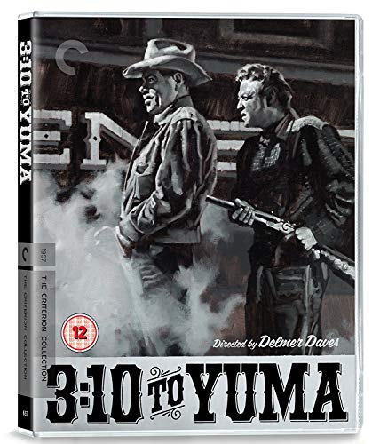 Blu-ray cover for "3:10 to Yuma" featuring two men in Western attire.