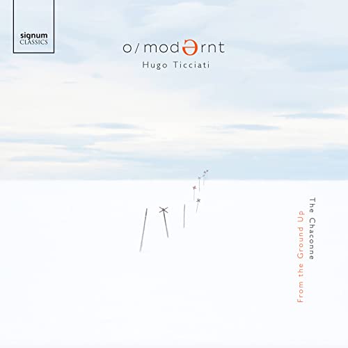 CD cover: white landscape with abstract lines and text, "o/modernt" visible.