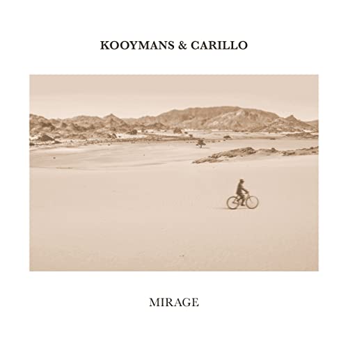 CD cover: sepia-toned landscape with a lone cyclist on a beach.