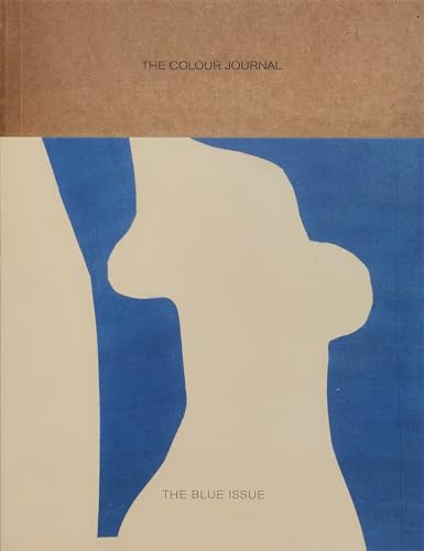 Magazine cover with abstract white shapes on a blue and brown background.