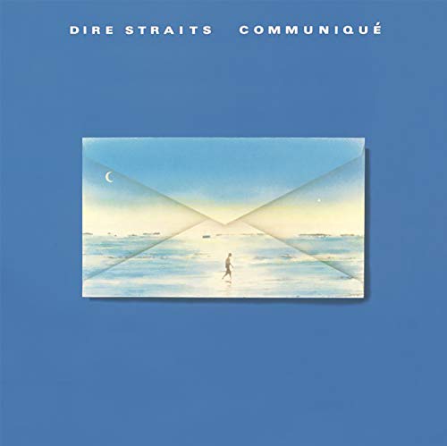 Dire Straits “Communiqué” album cover: envelope with seascape and lone figure.