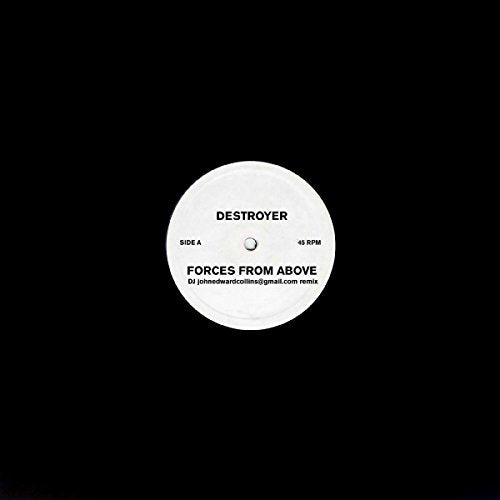 Black vinyl record label with white text: "Destroyer - Forces From Above.