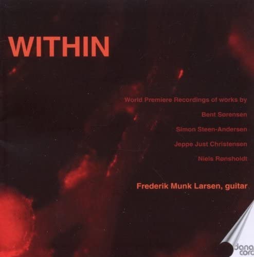 CD cover for "Within" by Frederik Munk Larsen, dark red abstract design.