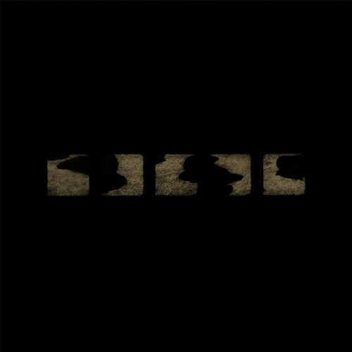 Dark album cover with four abstract, textured shapes against black.