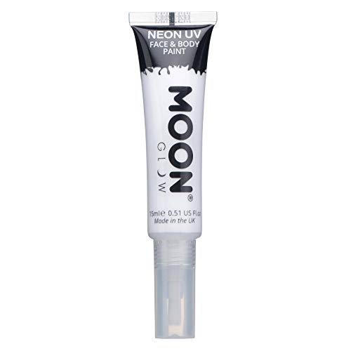 Neon UV Face & Body Paint with Brush Applicator by Moon Glow - 15ml - White