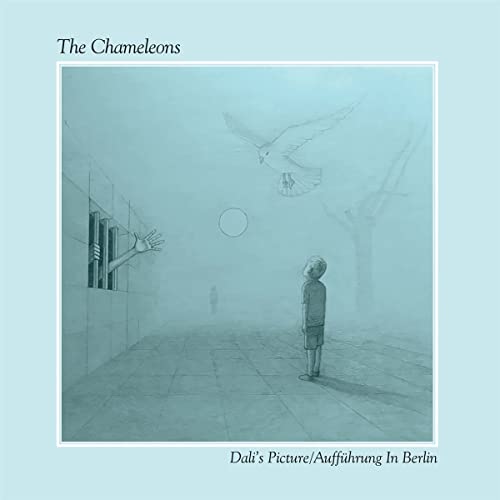 Surreal album cover with a boy, bird, and hand emerging from a wall.