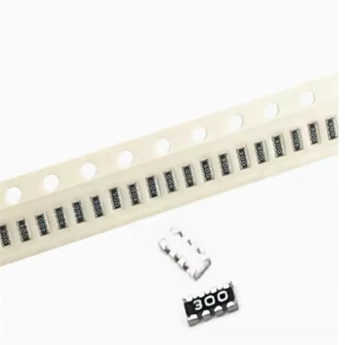 Strip of small black electronic components on a white plastic carrier.