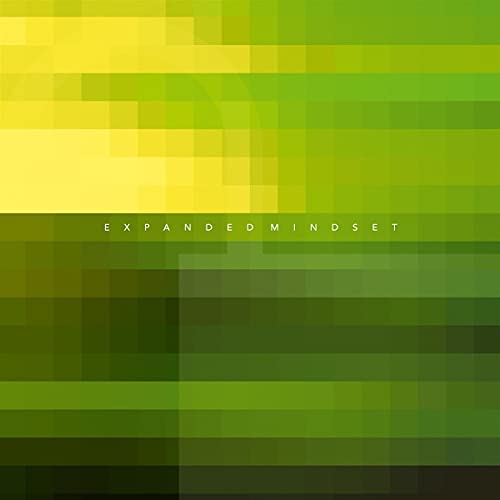 Abstract pixelated green and yellow album cover with text "EXPANDED MINDSET".