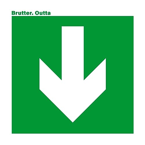 Green square with a large white downward-pointing arrow, album cover art.