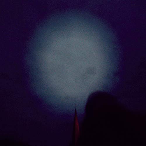 Dark blue album cover with a blurred, pale circular shape and spire.