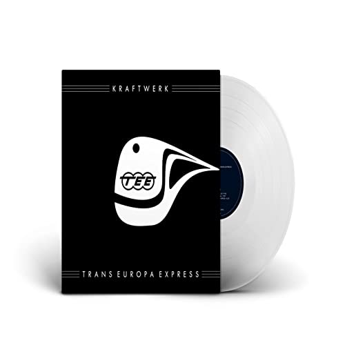 Kraftwerk “Trans-Europe Express” vinyl record with a train graphic.
