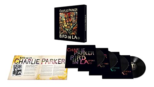Charlie Parker "Bird In LA" vinyl LP box set with records and booklet.