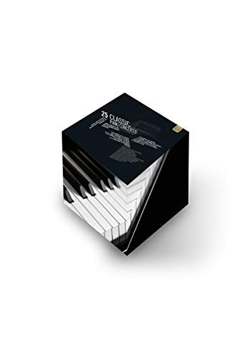 DVD case for “25 Classic Piano Concertos” featuring a piano key design.