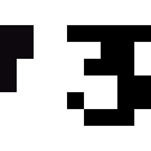 Black and white pixelated graphic featuring the number three.