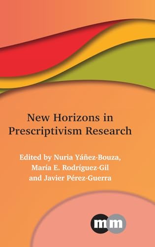 Book cover: "New Horizons in Prescriptivism Research," abstract colorful design.