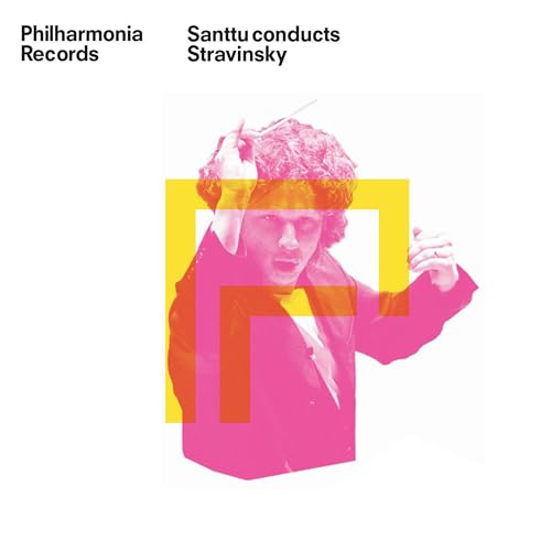 CD cover featuring conductor Santtu-Mathias Rouvali in a yellow and pink design.